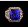 Image 2 : 15.80ct Tanzanite and Diamond Ring - 14KT Rose Gold