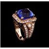 Image 4 : 15.80ct Tanzanite and Diamond Ring - 14KT Rose Gold