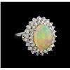 Image 1 : 5.14ct Opal and Diamond Ring - 14KT White Gold