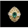Image 2 : 14KT Yellow Gold 1.33ct Emerald and Diamond Ring