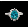 Image 2 : 2.98ct Apatite and Diamond Ring - 14KT White Gold