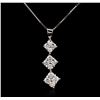 Image 1 : 18KT White Gold 0.85ctw Diamond Pendant With Chain