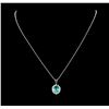 Image 2 : 2.52ct Apatite and Diamond Pendant With Chain - 14KT White Gold