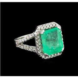 GIA Cert 8.36ct Emerald and Diamond Ring - 14KT White Gold