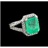 Image 1 : GIA Cert 8.36ct Emerald and Diamond Ring - 14KT White Gold
