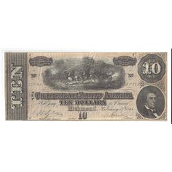 1864 $10 Confederate States of America Bank Note