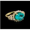 Image 1 : 5.15ct Apatite and Diamond Ring - 14KT Yellow Gold
