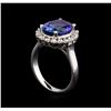 Image 4 : 4.05ct Tanzanite and Diamond Ring - 14KT White Gold