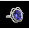 Image 1 : 4.69ct Tanzanite and Diamond Ring - 14KT White Gold