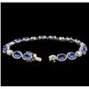 Image 3 : 13.00ctw Blue Sapphire and Diamond Bracelet - 18KT White Gold