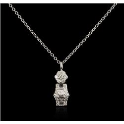 14KT White Gold 0.60ctw Diamond Pendant With Chain