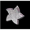 Image 1 : 0.52ctw Pink Sapphire and Diamond Star Pendant - 18KT White Gold