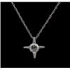 Image 1 : 0.20ctw Diamond Pendant With Chain - 14KT White Gold