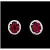 Image 1 : 2.20ctw Ruby and Diamond Earrings - 18KT White Gold