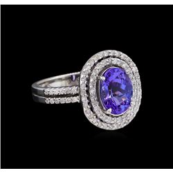 2.11ct Tanzanite and Diamond Ring - 14KT White Gold