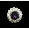 Image 2 : 14KT White Gold 7.46ct Amethyst and Diamond Ring