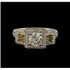 Image 2 : 1.53ctw Diamond and Yellow Sapphire Ring - 14KT White Gold