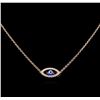 Image 1 : 0.15ctw Diamond Evil Eye Necklace - 14KT Rose Gold