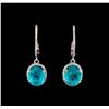 Image 1 : 6.35ctw Apatite and Diamond Earrings - 14KT White Gold