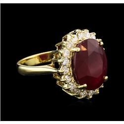 8.01ct Ruby and Diamond Ring - 14KT Yellow Gold