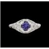 Image 2 : 0.60ct Tanzanite and Diamond Ring - 14KT White Gold