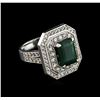 Image 1 : 14KT White Gold 2.96ct Emerald and Diamond Ring