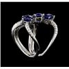 Image 4 : 3.51ctw Blue Sapphire and Diamond Ring - 14KT White Gold