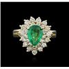 Image 2 : 14KT Yellow Gold 2.29ct Emerald and Diamond Ring
