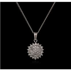 0.55ctw Diamond Pendant With Chain - 14KT White Gold