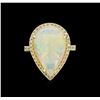 Image 2 : 5.72ct Opal and Diamond Ring - 14KT Yellow Gold