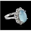 Image 1 : 14KT White Gold 8.16ct Aquamarine and Diamond Ring
