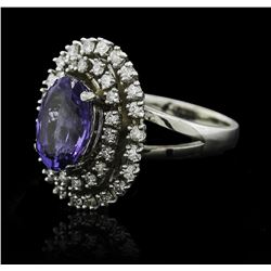 14KT White Gold 4.34ct Tanzanite and Diamond Ring