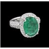Image 1 : 2.50ct Emerald and Diamond Ring - 14KT White Gold