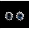 Image 1 : 12.00ctw Blue Topaz and Diamond Earrings - 14KT White Gold
