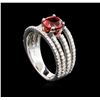 Image 3 : 2.00ct Orange Sapphire and Diamond Ring - 18KT White Gold
