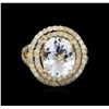 Image 2 : 4.39ct Aquamarine and Diamond Ring - 14KT Yellow Gold