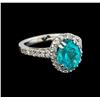 Image 1 : 3.3ct Apatite and Diamond Ring - 14KT White Gold