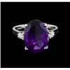 Image 2 : 4.76ct Amethyst and Diamond Ring - 14KT White Gold