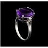 Image 4 : 4.76ct Amethyst and Diamond Ring - 14KT White Gold