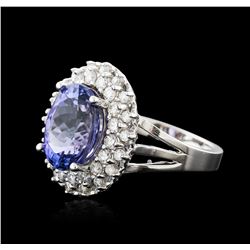 14KT White Gold 6.40ct Tanzanite and Diamond Ring
