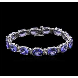 14KT White Gold 27.90ctw Tanzanite and Diamond Bracelet