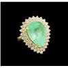 Image 1 : GIA Cert 9.78ct Emerald and Diamond Ring - 14KT Yellow Gold