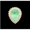 Image 2 : GIA Cert 9.78ct Emerald and Diamond Ring - 14KT Yellow Gold