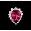 Image 2 : 11.41ct Pink Tourmaline and Diamond Ring - 14KT White Gold
