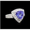 Image 1 : 3.06ct Tanzanite and Diamond Ring - 14KT White Gold