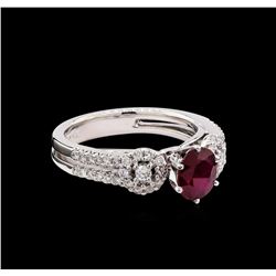 0.96ct Ruby and Diamond Ring - 18KT White Gold