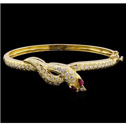 0.28ctw Ruby and Diamond Bracelet - 18KT Yellow Gold