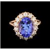 Image 2 : 6.96ct Tanzanite and Diamond Ring - 14KT Rose Gold