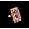 Image 1 : 33.11ct Kunzite and Diamond Ring - 14KT Rose Gold