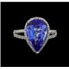 Image 2 : 7.11ct Tanzanite and Diamond Ring - 14KT White Gold